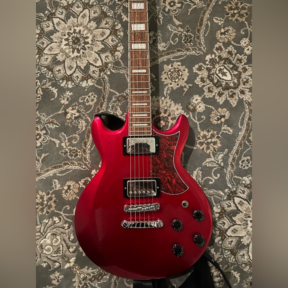 electric guitar + strings + amp + strap + stand